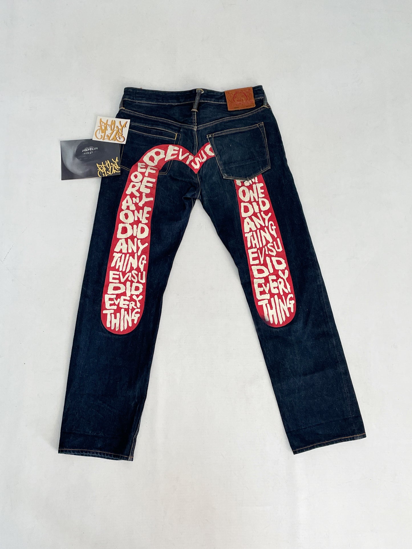 EVISU RED LETTERED DAICOCK JEANS